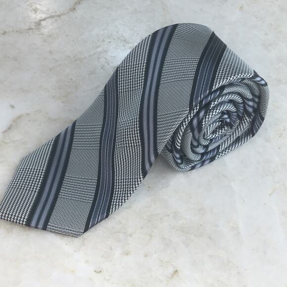 BEN SHERMAN GRAY BLUE REGIMENT STRIPE NECKTIE - Picture 10 of 12